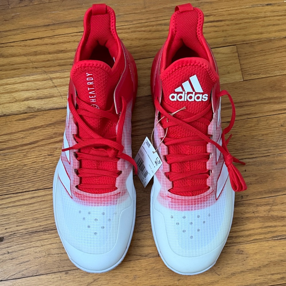 Adidas Men's Red and White Athletic Shoes Adizero Ubersonic 4 - Picture 4 of 7